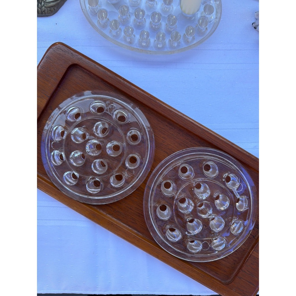 Vintage Clear Glass Floral Flower Frogs Lot of 2.